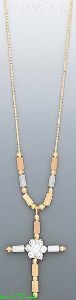 14K Gold Cross Light Fancy Necklace 17"