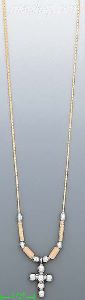 14K Gold Cross Light Fancy Necklace 17"