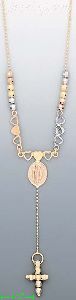 14K Gold Virgin of Guadalupe & Cross Light Fancy Necklace 17"