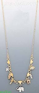 14K Gold Lucky Charms Elephant Light Fancy Necklace 17"