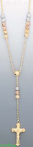 14K Gold Cross Crucifix Light Fancy Necklace 17"