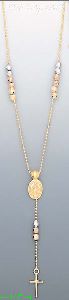 14K Gold Virgin & Cross Light Fancy Necklace 17"