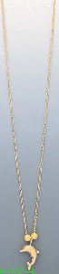 14K Gold Dolphin Light Fancy Necklace 17"