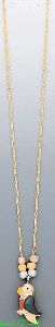 14K Gold Enamel Parrot Light Fancy Necklace 17"