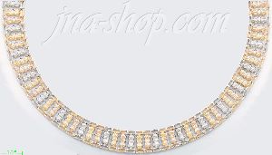 14K Gold 3Color Gypsy & Fancy Necklace 17"