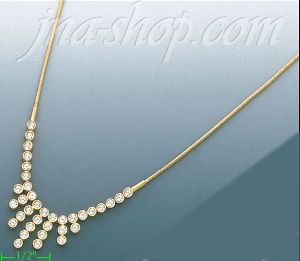 14K Gold Fancy CZ Necklace 17"