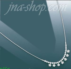 14K Gold Fancy CZ Necklace 17"