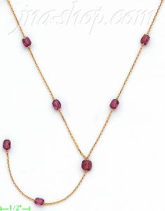 14K Gold Fancy Colored Stone Sets Necklace 17"