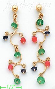 14K Gold Fancy Colored Stone Sets Earrings
