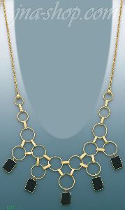 14K Gold Fancy Onyx Set Necklace 17"
