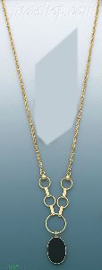 14K Gold Fancy Onyx Set Necklace 17"