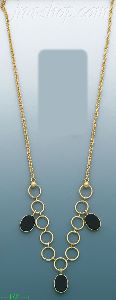 14K Gold Fancy Onyx Set Necklace 17"