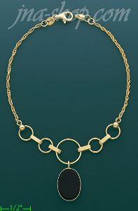 14K Gold Fancy Onyx Set Bracelet 7.25"