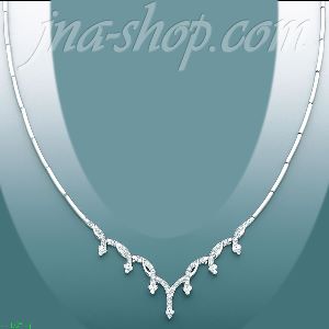 14K Gold Fancy CZ Half Sets Necklace 17"