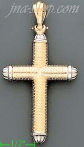 14K Gold Italian Fancy Cross Charm Pendant