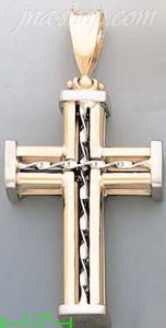 14K Gold Italian Fancy Cross Charm Pendant