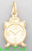 14K Gold Clock Charm Pendant