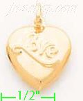 14K Gold Love Heart Italian Charm Pendant