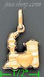 14K Gold Train Italian Charm Pendant