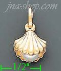 14K Gold Seashell w/Pearl Italian Charm Pendant