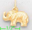 14K Gold Elephant Italian Charm Pendant