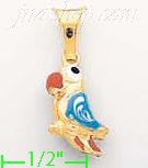 14K Gold Pelican Enamel Charm Pendant