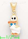 14K Gold Duck Enamel Charm Pendant