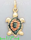 14K Gold Sea Turtle Enamel Charm Pendant
