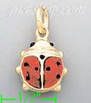 14K Gold Ladybug Enamel Charm Pendant