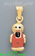 14K Gold Boy Enamel Charm Pendant