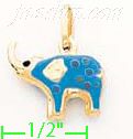 14K Gold Elephant Enamel Charm Pendant