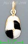 14K Gold Black/White Cap Enamel Charm Pendant