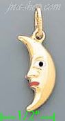 14K Gold Moon Enamel Charm Pendant