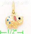 14K Gold Elephant Enamel Charm Pendant