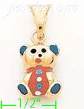 14K Gold Plush Bear Enamel Charm Pendant