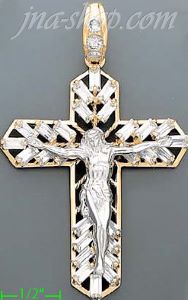 14K Gold Crucifix CZ Cross Charm Pendant