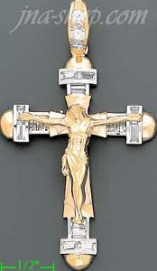 14K Gold Crucifix CZ Cross Charm Pendant