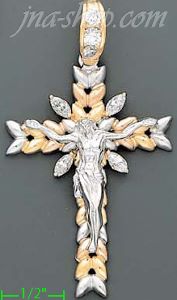 14K Gold Crucifix CZ Cross Charm Pendant