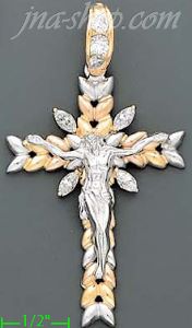 14K Gold CZ Cross Charm Pendant