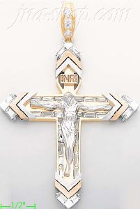 14K Gold Crucifix CZ Cross Charm Pendant