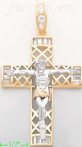 14K Gold Crucifix CZ Cross Charm Pendant