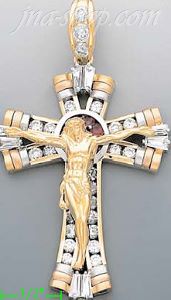 14K Gold Crucifix CZ Cross Charm Pendant