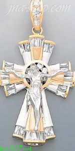 14K Gold Crucifix CZ Cross Charm Pendant