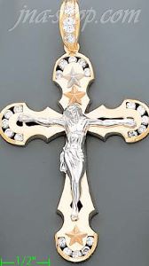 14K Gold Crucifix CZ Cross Charm Pendant