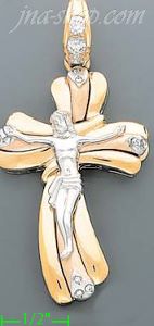 14K Gold Crucifix CZ Cross Charm Pendant