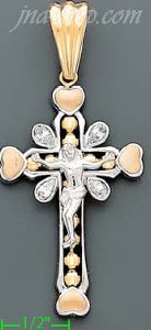 14K Gold Crucifix CZ Cross Charm Pendant