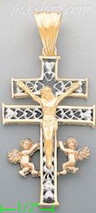 14K Gold Crucifix Caravaca CZ Cross Charm Pendant