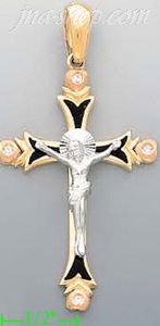 14K Gold Crucifix CZ Cross Charm Pendant