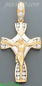 14K Gold CZ Cross Charm Pendant