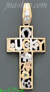 14K Gold CZ Cross Charm Pendant